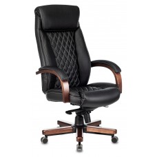 Кресло руководителя Бюрократ T-9924WALNUT черный кожа крестовина металл/дерево