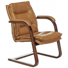Кресло Бюрократ T-9927WALNUT-AV горчичный кожа полозья дерево