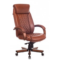 Кресло руководителя Бюрократ T-9924WALNUT светло-коричневый Leather Eichel кожа крестовина металл/дерево