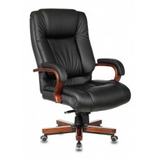 Кресло руководителя Бюрократ T-9925WALNUT черный кожа крестовина металл/дерево